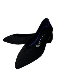 Rothy's The Point Black Solid With Blue Halo Slip On Womens Comfort Shoes Sz 6